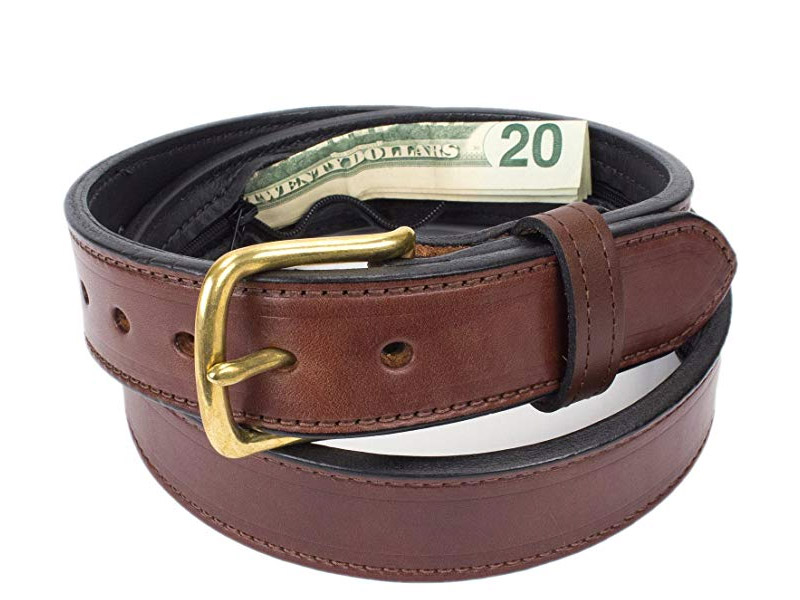 Hidden Money Pocket Travel Leather Belt