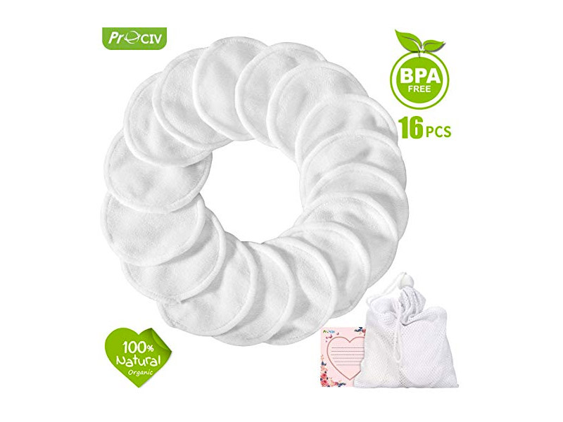 Makeup Remover Pads Reusable 16 Packs Bamboo Cotton Rounds Pads