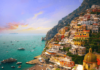 A beautiful view of seaside city, Amalfi Coast, Italy