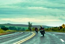 riding a motorcycle in rain